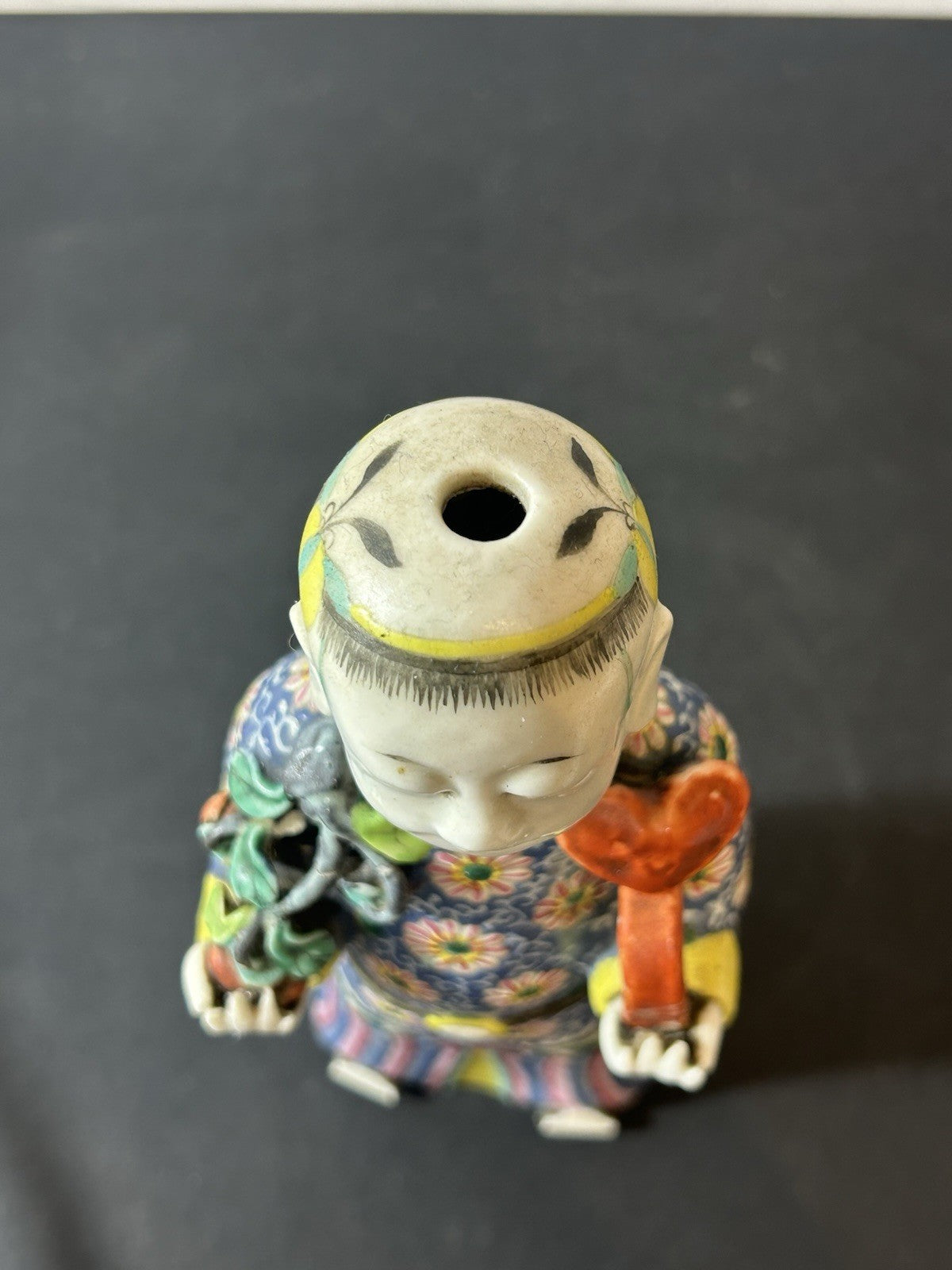 Antique Chinese Famille Rose Porcelain Laughing Boy Figure Qing Circa 1800 Ruyi 11