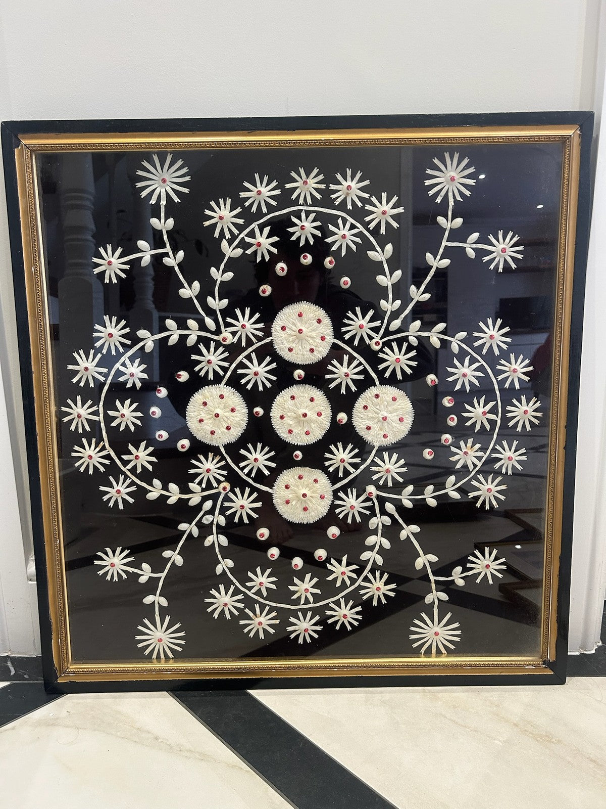 Cyprus Silk Cocoon Art Sampler Folk Art Embroidery Framed Wall Hanging 68cm0