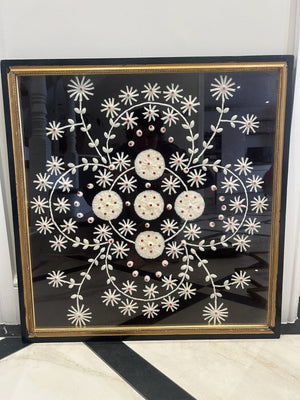 Cyprus Silk Cocoon Art Sampler Folk Art Embroidery Framed Wall Hanging 68cm