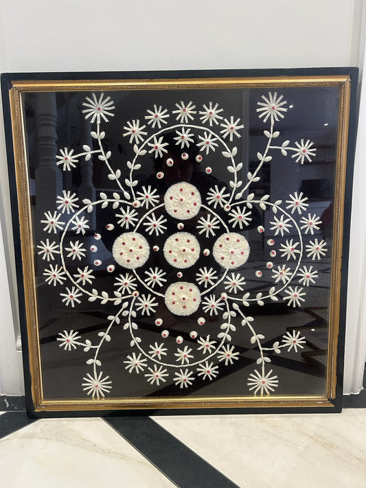 Cyprus Silk Cocoon Art Sampler Folk Art Embroidery Framed Wall Hanging 68cm0