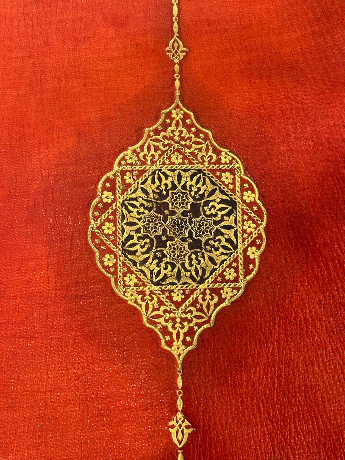 Antique Ottoman Embossed Leather Quran Book Cover Gilt Arabesque Islamic1