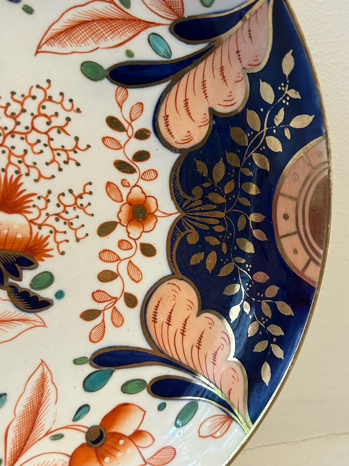Antique English Porcelain Imari Pattern Plate Iron Red Cobalt Gilt No 318 AF5