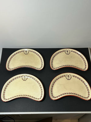 Four Antique Wedgwood Queens Ware Crested Crescent Salad Dishes Mortlocks 1887