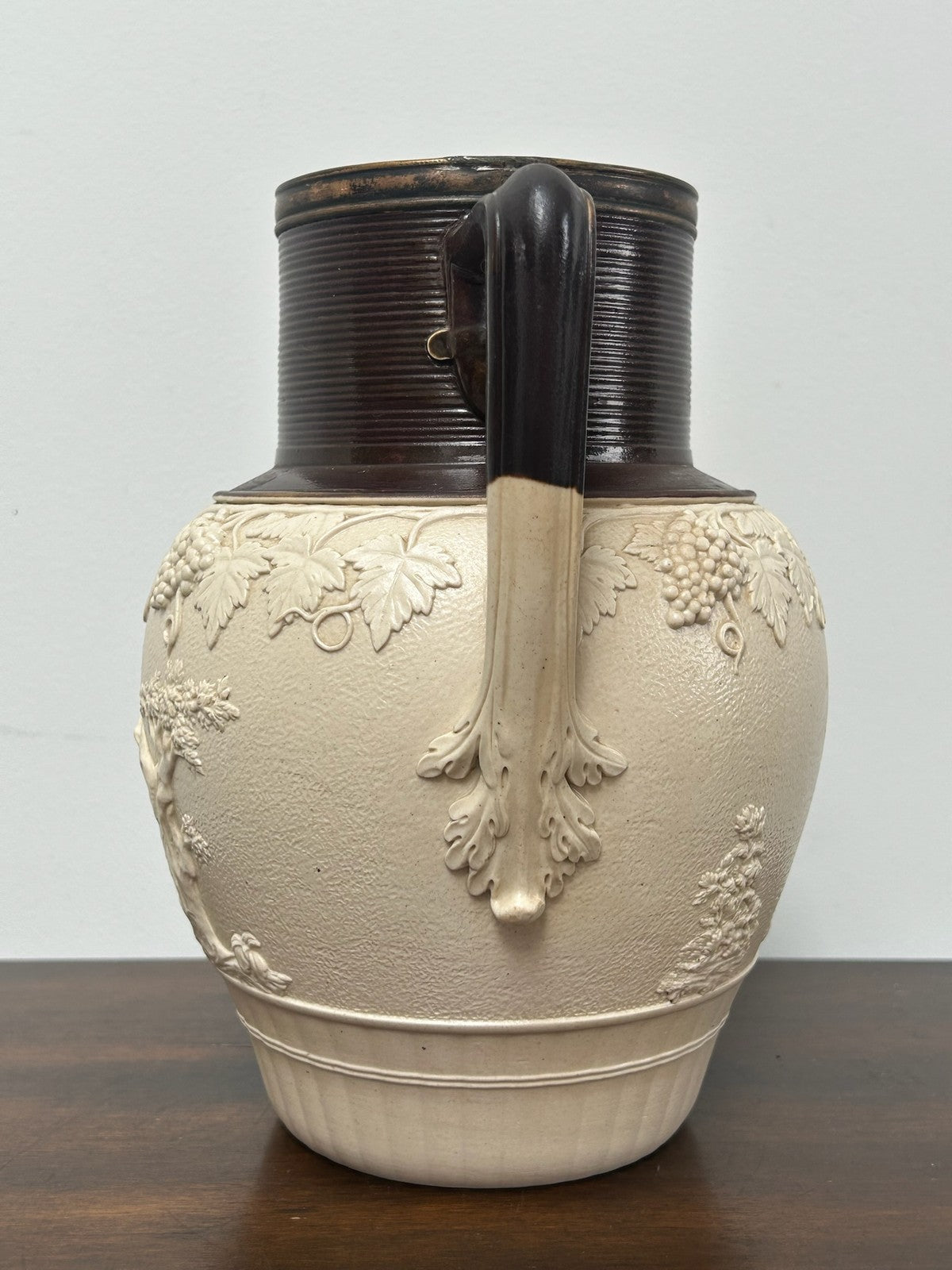 Large Turner Stoneware Jug 23cm Bacchanalian Classical Relief Georgian c18002