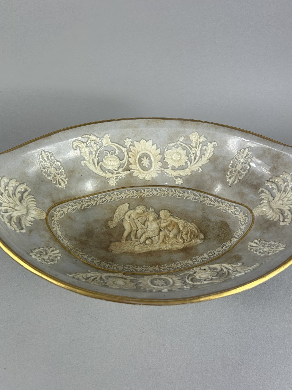 Ridgway 19thC Neoclassical Sprigged Staffordshire Centerpiece Bowl