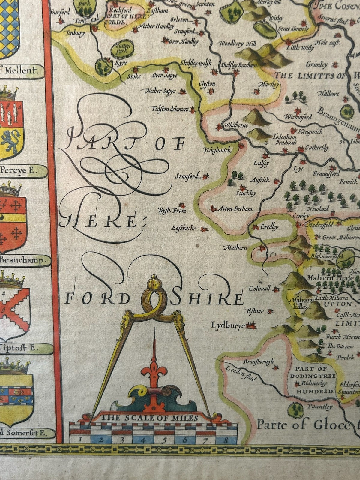 John Speed Worcestershire Map 1610 Hondius Sudbury Humble English Text Framed4