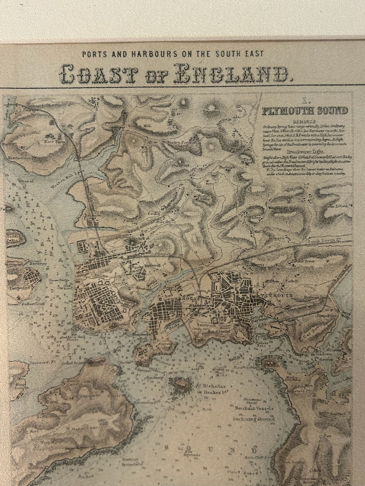 Ports and Harbours South East Coast of England Antique Map Plymouth Portsmouth2
