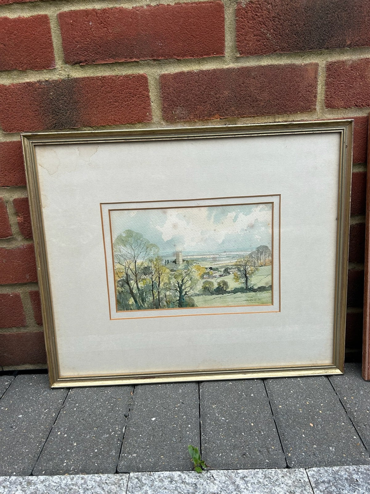 John Davis Watercolour Painting Cathedral Countryside Scene Framed Signed7