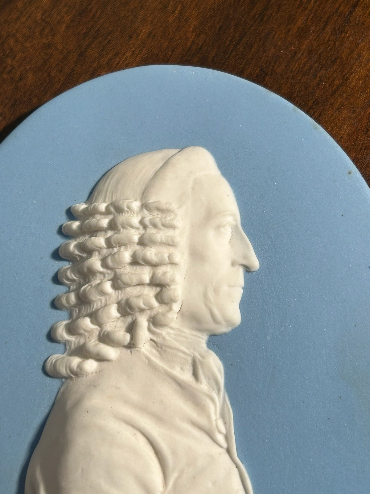 Antique 18thC Wedgwood Blue Jasper Portrait Medallion Dr John Fothergill Marked2