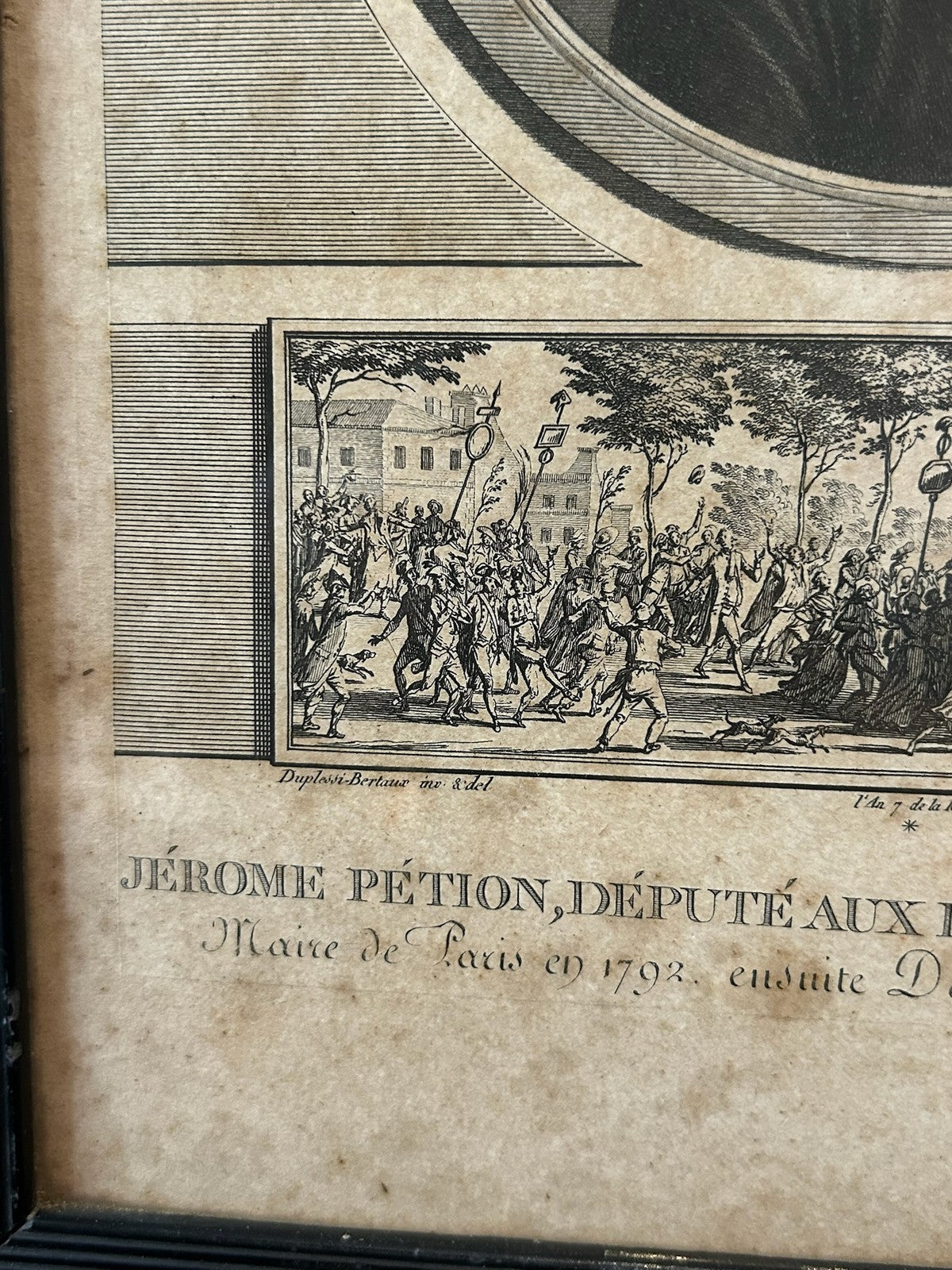 Jerome Petion Mayor of Paris French Revolution Aquatint Portrait Levachez Framed1