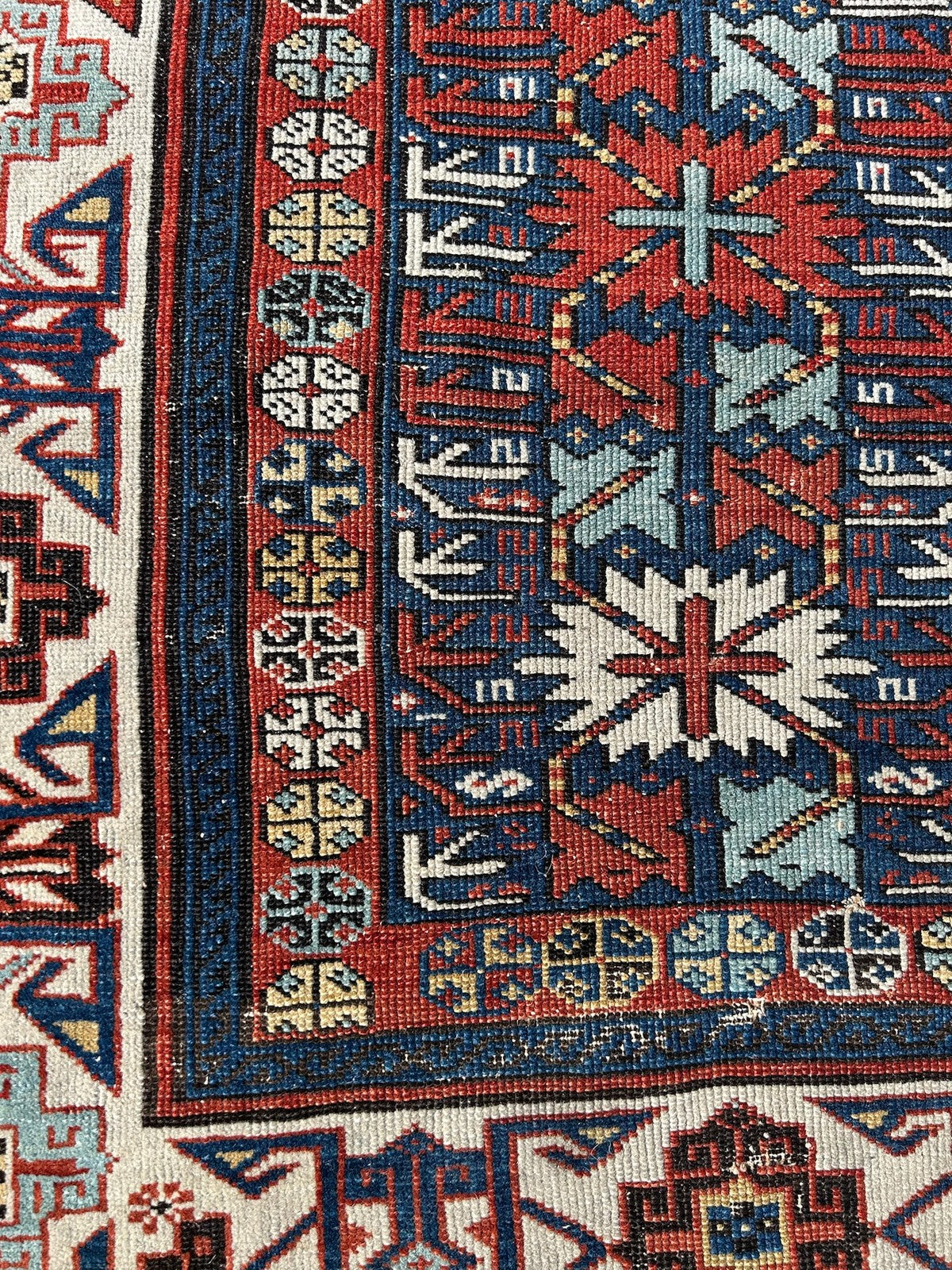 Antique Caucasian Kuba Shirvan Afshan Rug Hand Knotted Wool Blue 19thC 150x100cm3
