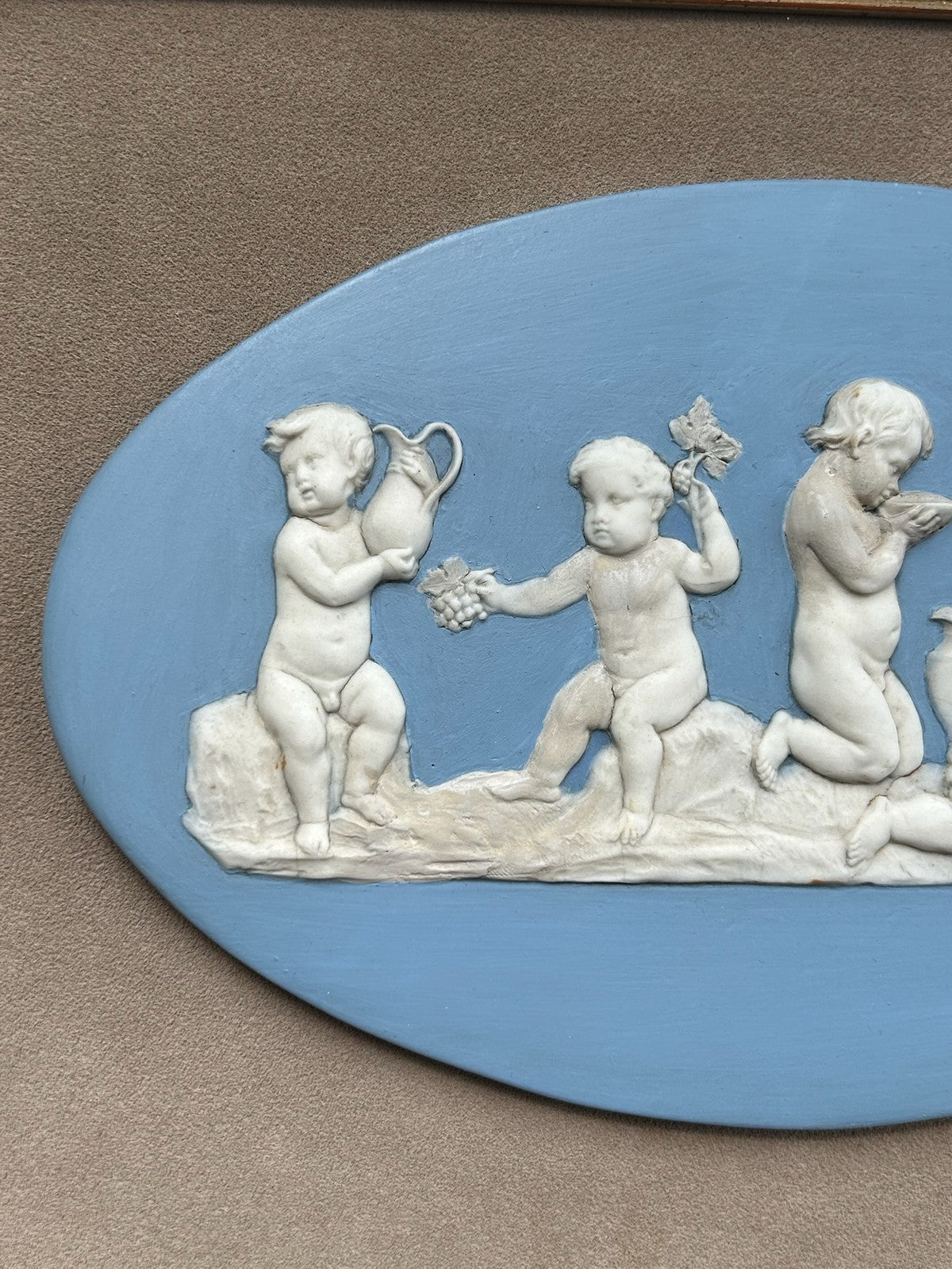 Wedgwood Jasperware Plaque 'Young Bacchus' poss. Bert Bentley Framed1