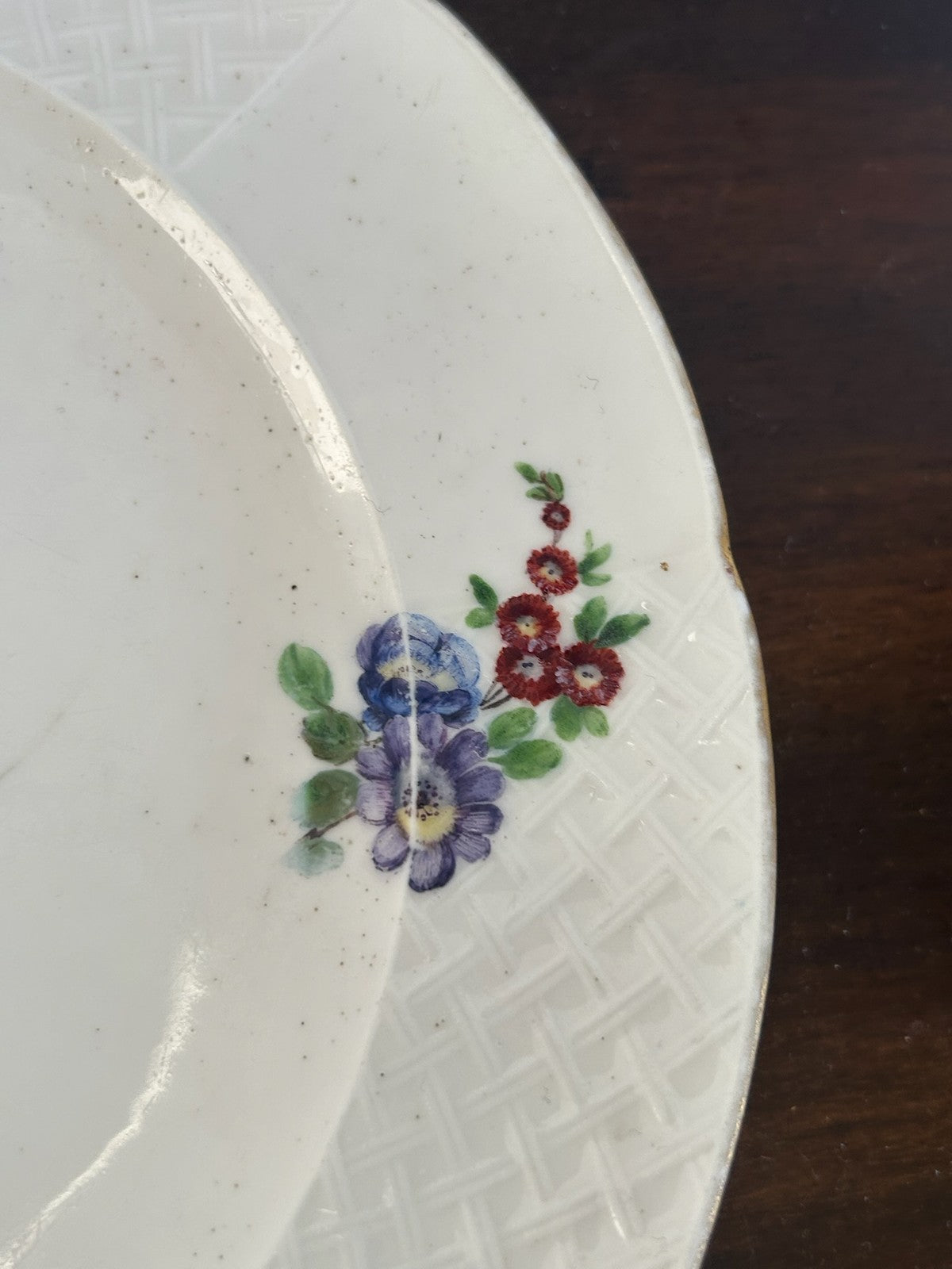 Sevres 18th C Hand Painted Floral Plate Blue 'N' Date Mark 1766 24cm6