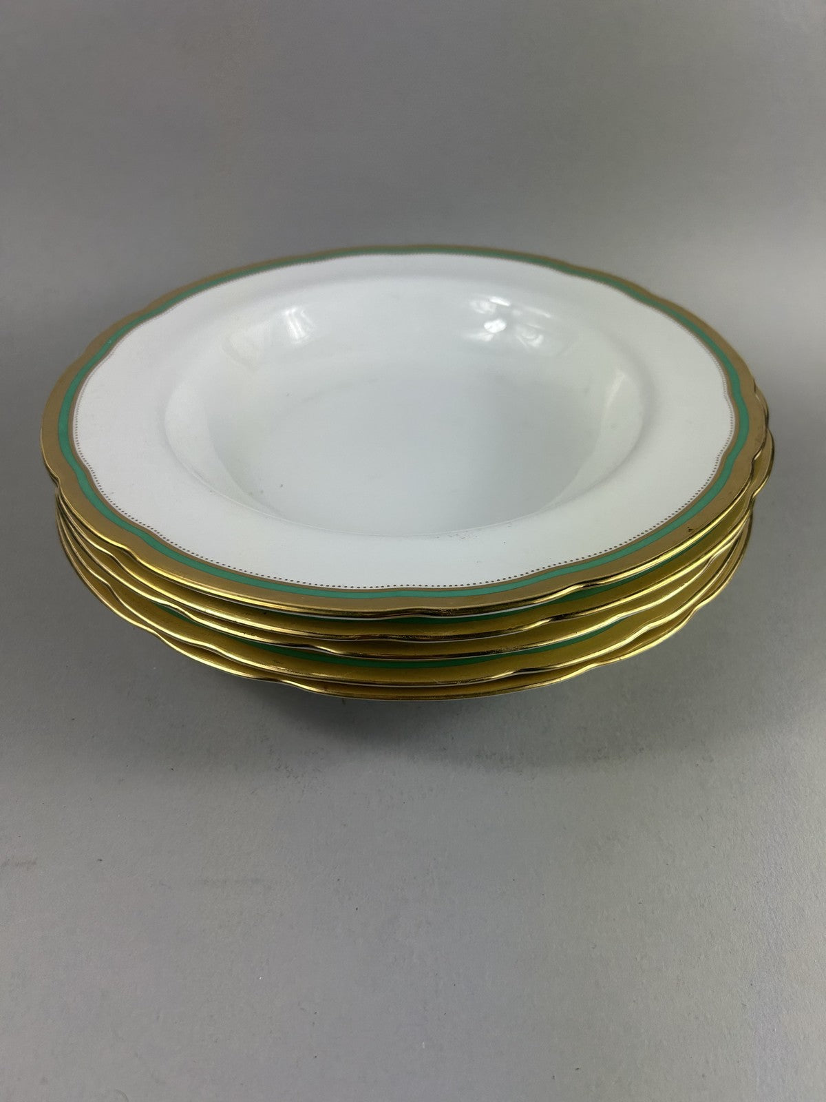 Vintage Spode Embassy Green Rimmed Soup Plates 27cm – Set of Four