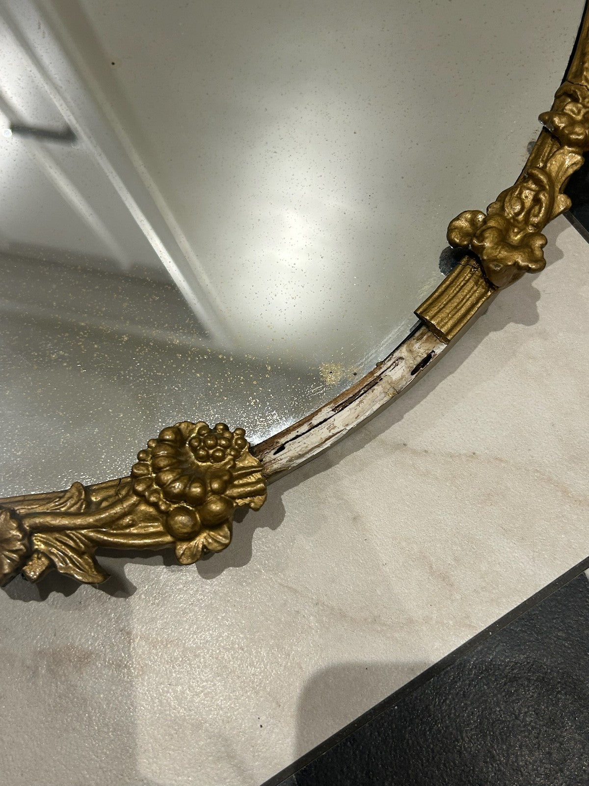Antique Victorian Gilt Gesso Mirror Foxed Glass for Restoration 50x40cm2
