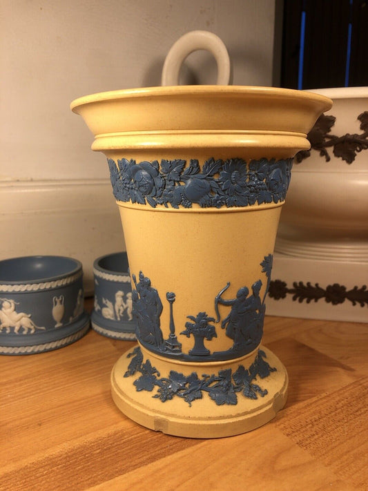 Wedgwood caneware yellow blue vase 19th century