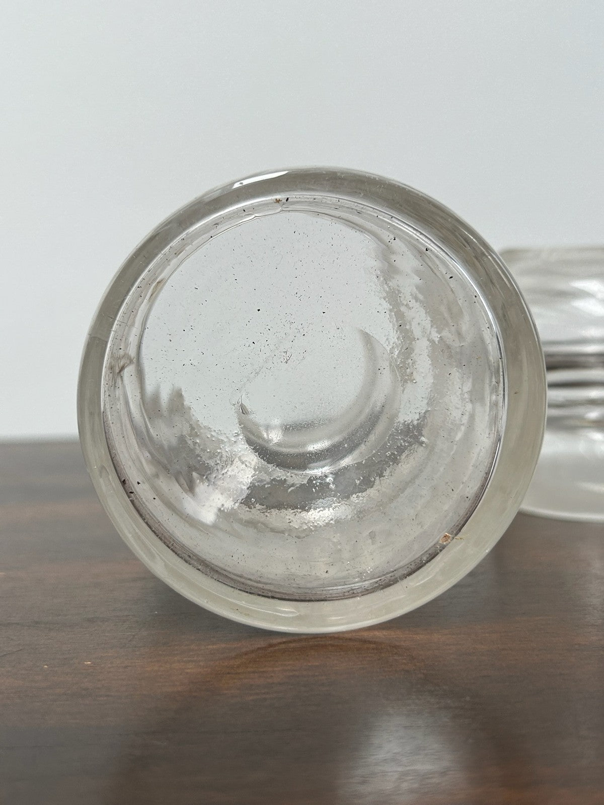 Antique Cut Glass Dressing Jar with Silver Collar & Glass Cover 14cm2