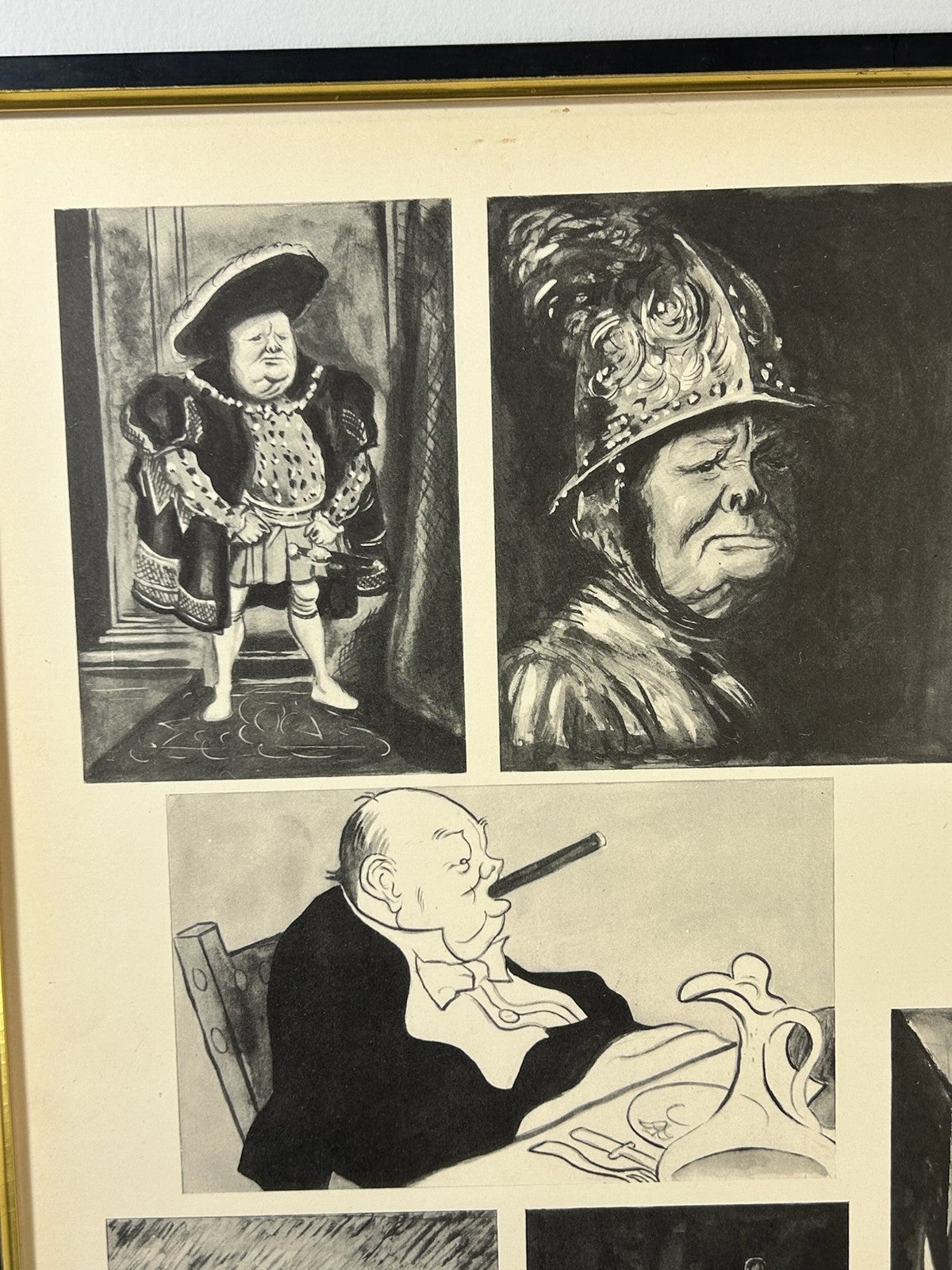The Portrait Vintage Printed Caricature Page Framed Mid Century2