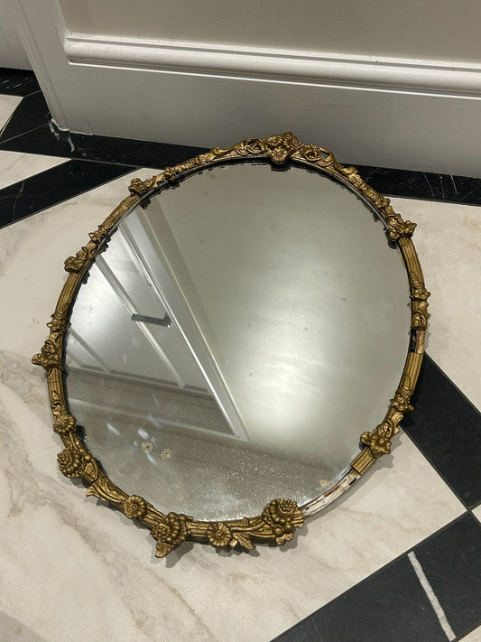 Antique Victorian Gilt Gesso Mirror Foxed Glass for Restoration 50x40cm0