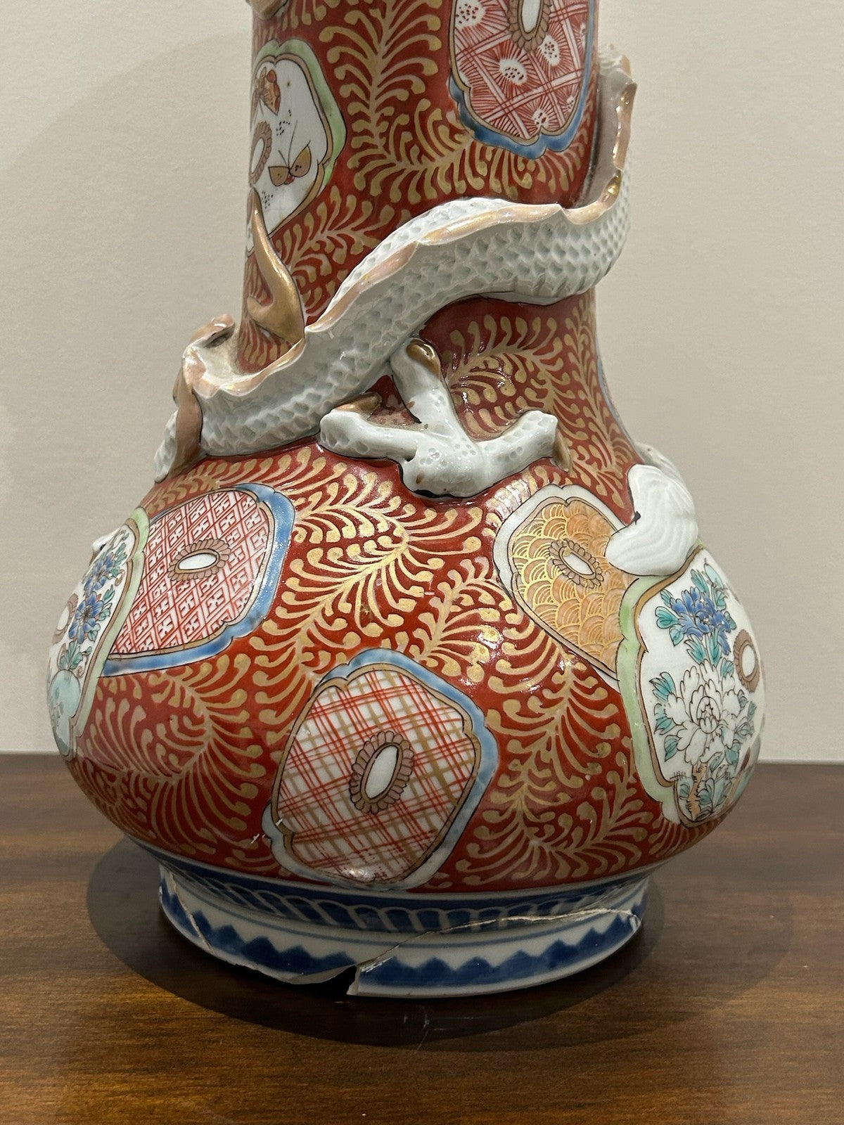 Antique Japanese Arita Imari Dragon Vase Zoshuntei Sanpo Mark 36cm Edo Meiji2