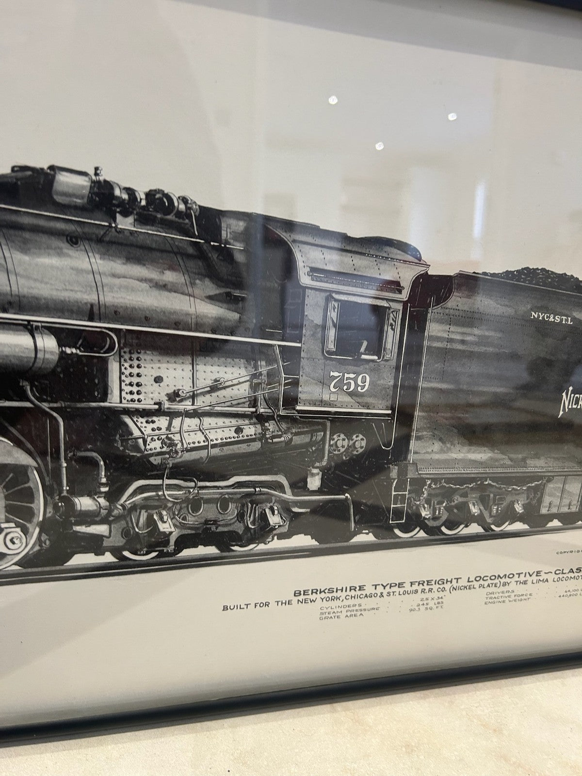 Alvin F Staufer SIGNED Print Berkshire Type Class S2 Freight Locomotive Framed3