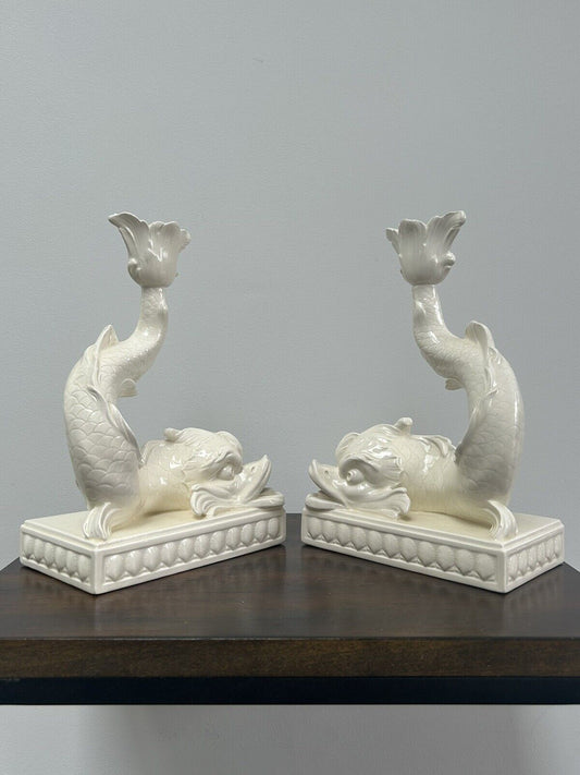 Wedgwood Pair Dolphin Candlesticks Porcelain Wedgwood Set