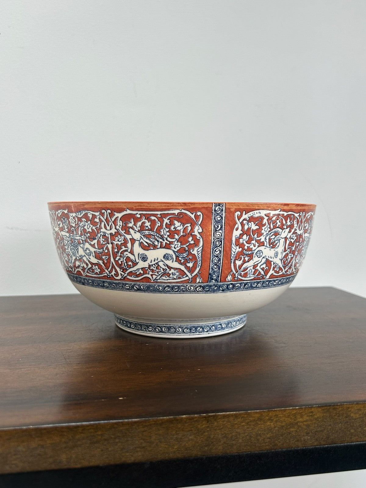 Wedgwood Persian Style Bowl Hunting Frieze Gazelles Red Ground Earl Buckman Coll3