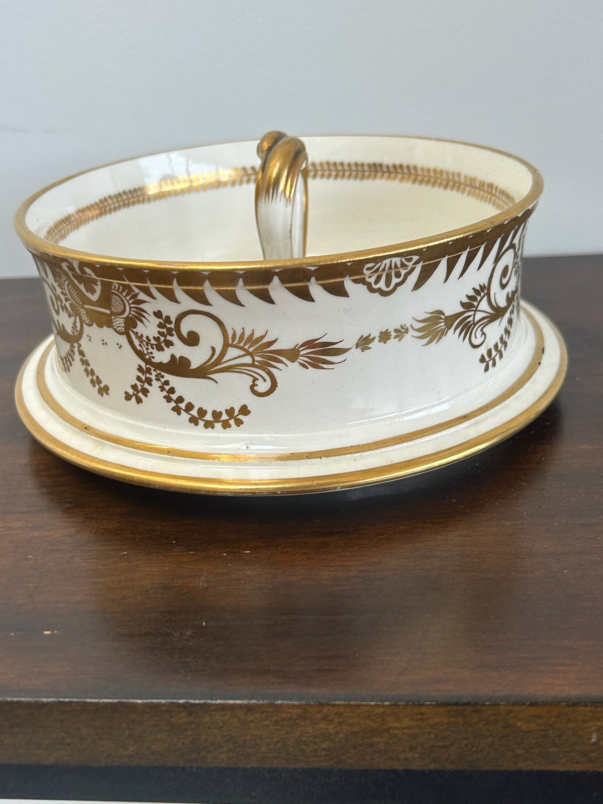 British Porcelain Ice Pail Cover / Lid Gilt & Floral Twin Handled8