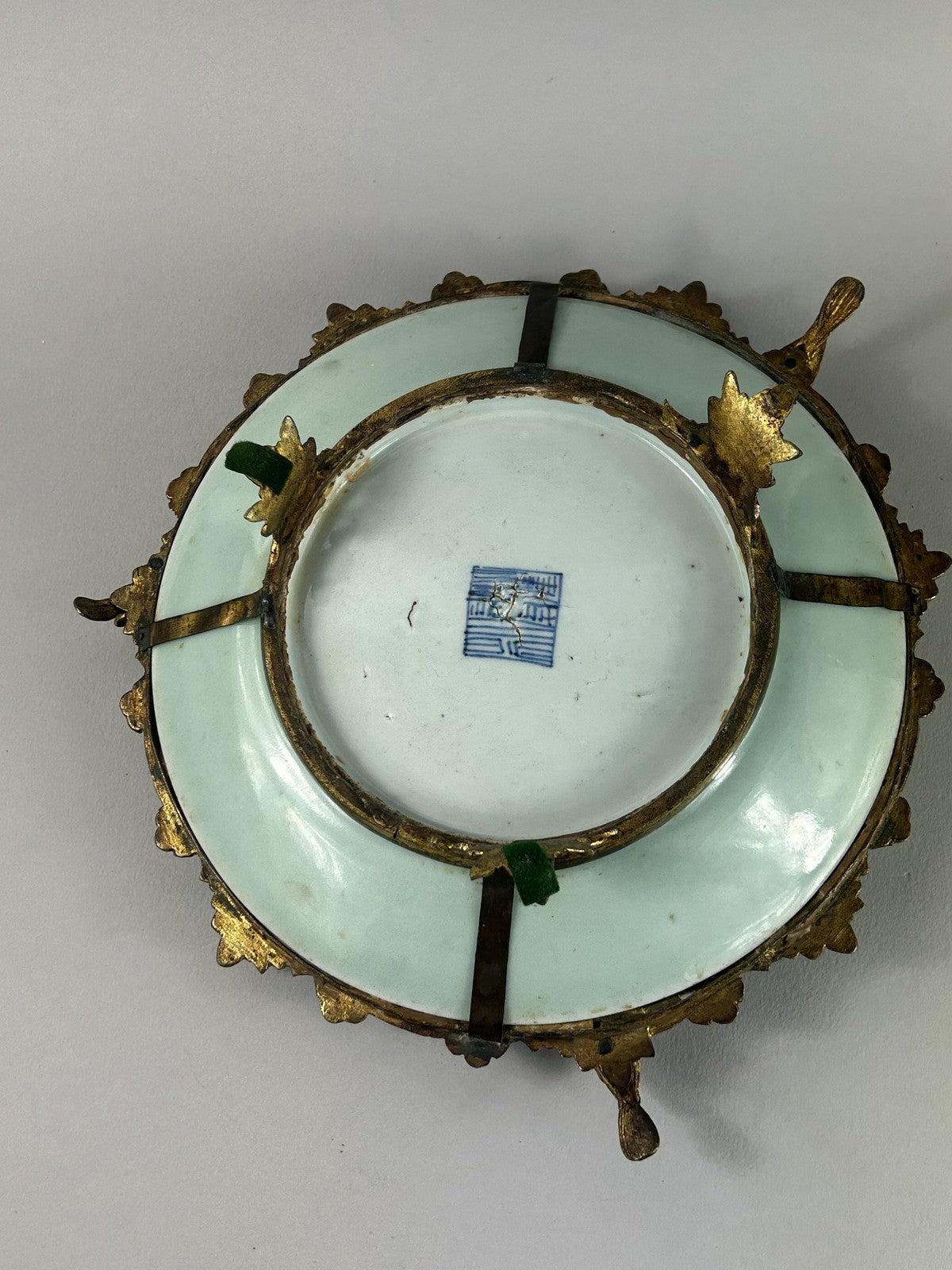 Antique French Ormolu Mounted Chinese Porcelain Centerpiece Dish