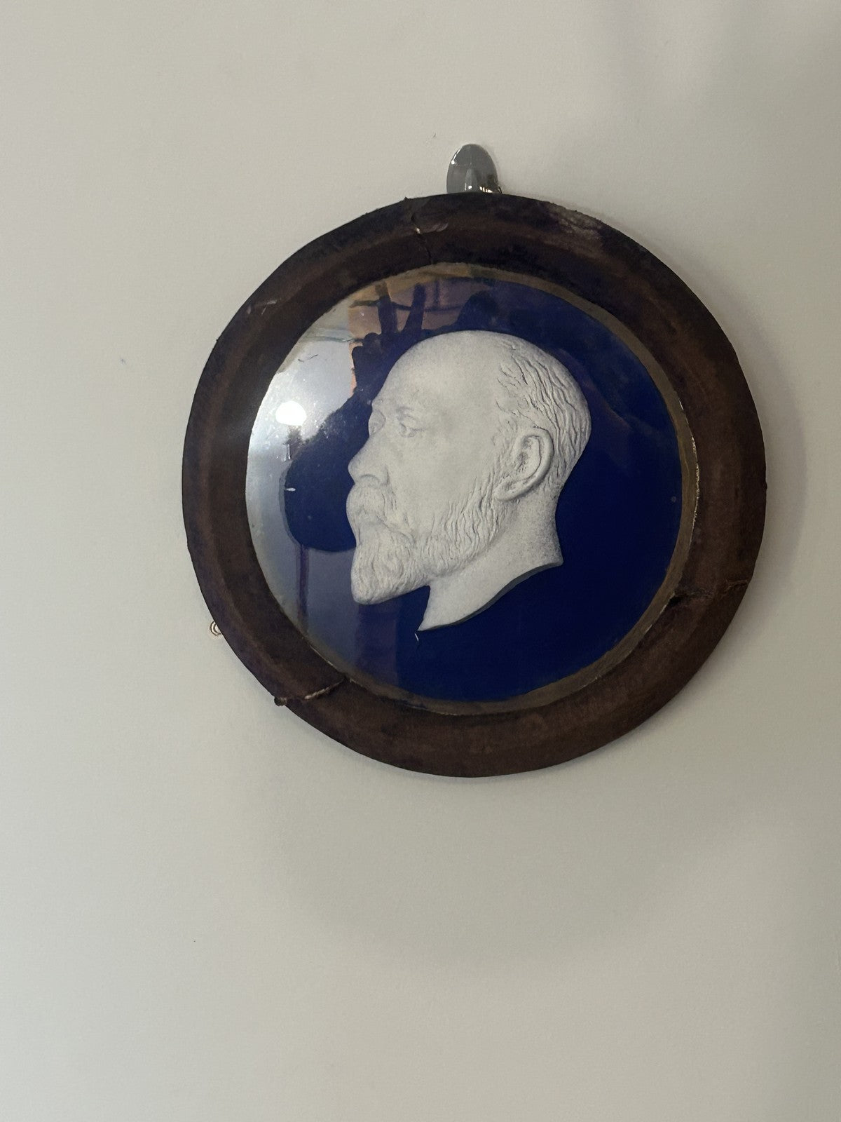 Antique Edward VII Blue Ground Relief Portrait Plaque, c.1910