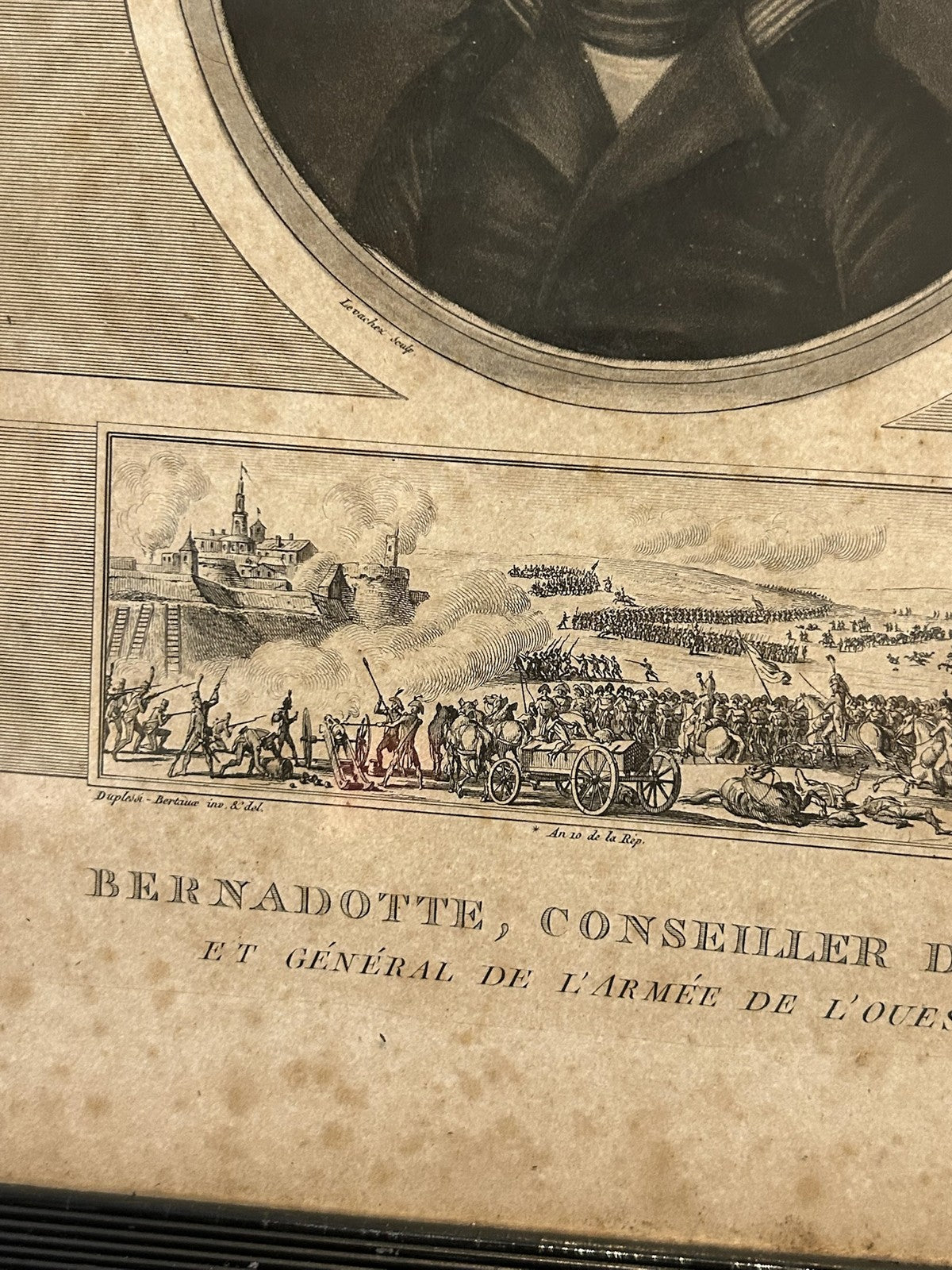 Bernadotte King of Sweden French Revolution Aquatint Levachez 1802 Framed2