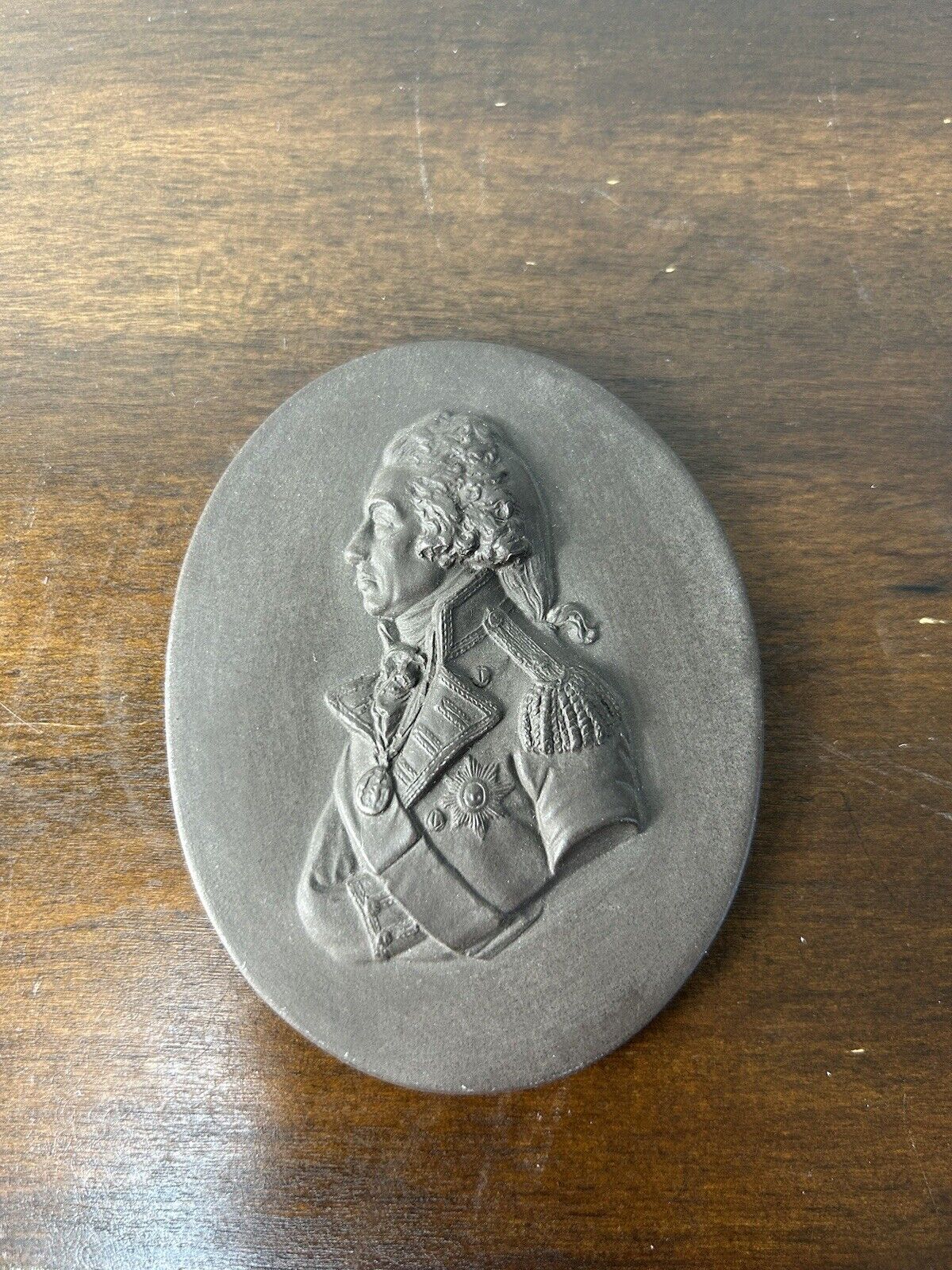 Antique Rare Lord Nelson black basalt plaque