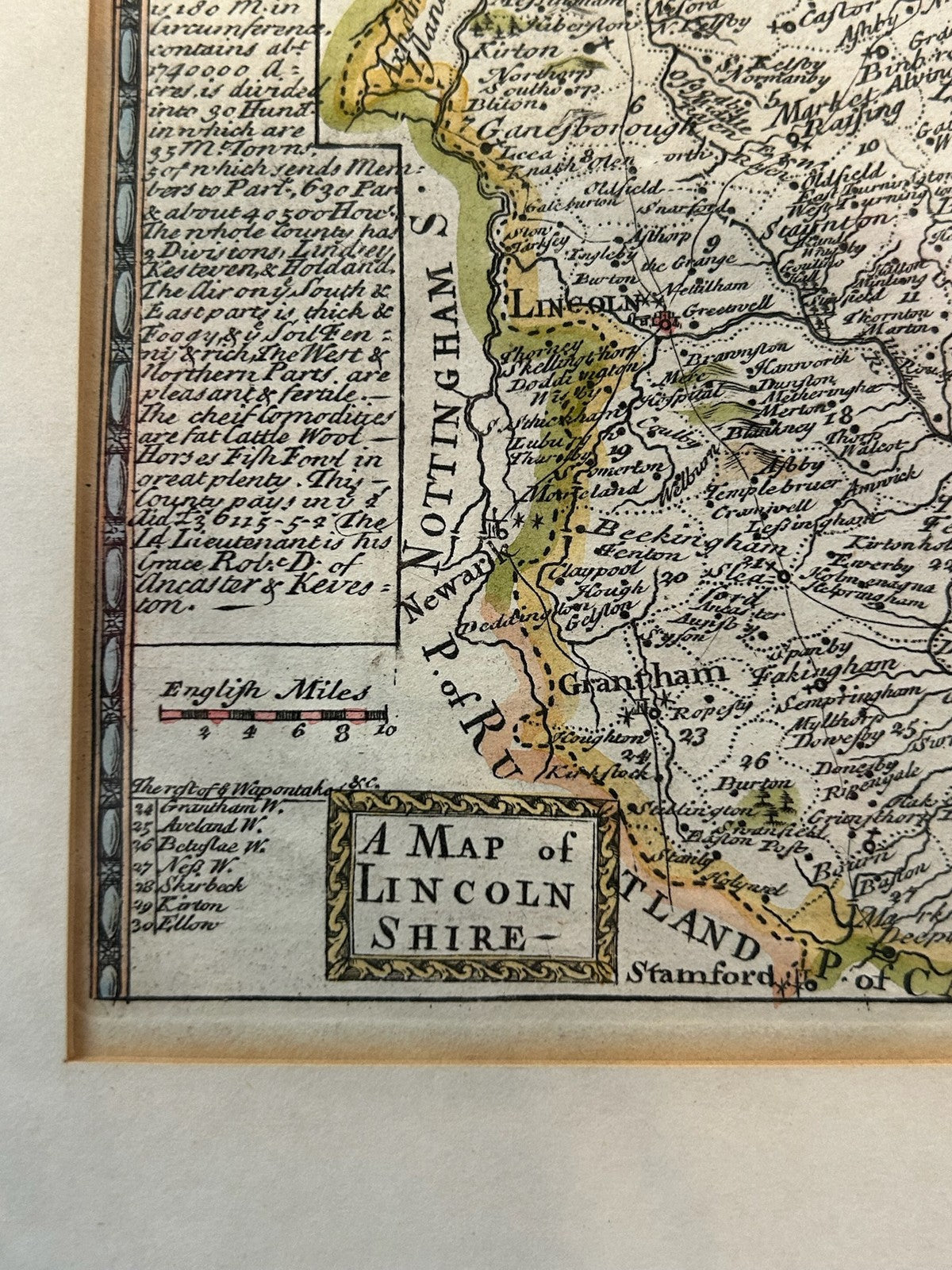 Owen Bowen Britannia Depicta Road Nottingham to Grimsby Lincolnshire Map c17202