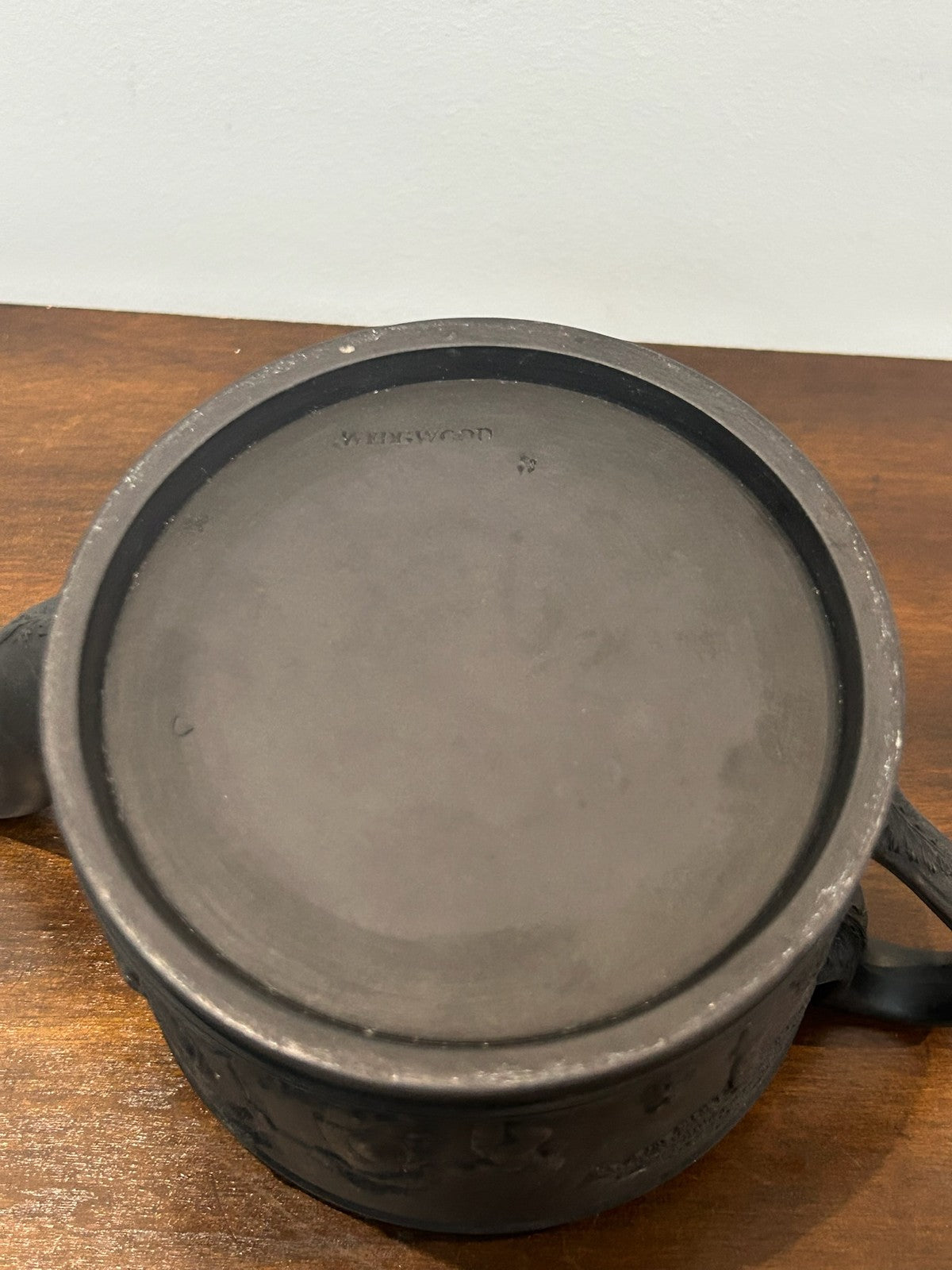 Wedgwood Black Basalt Teapot Classical Relief Figures Impressed Mark6