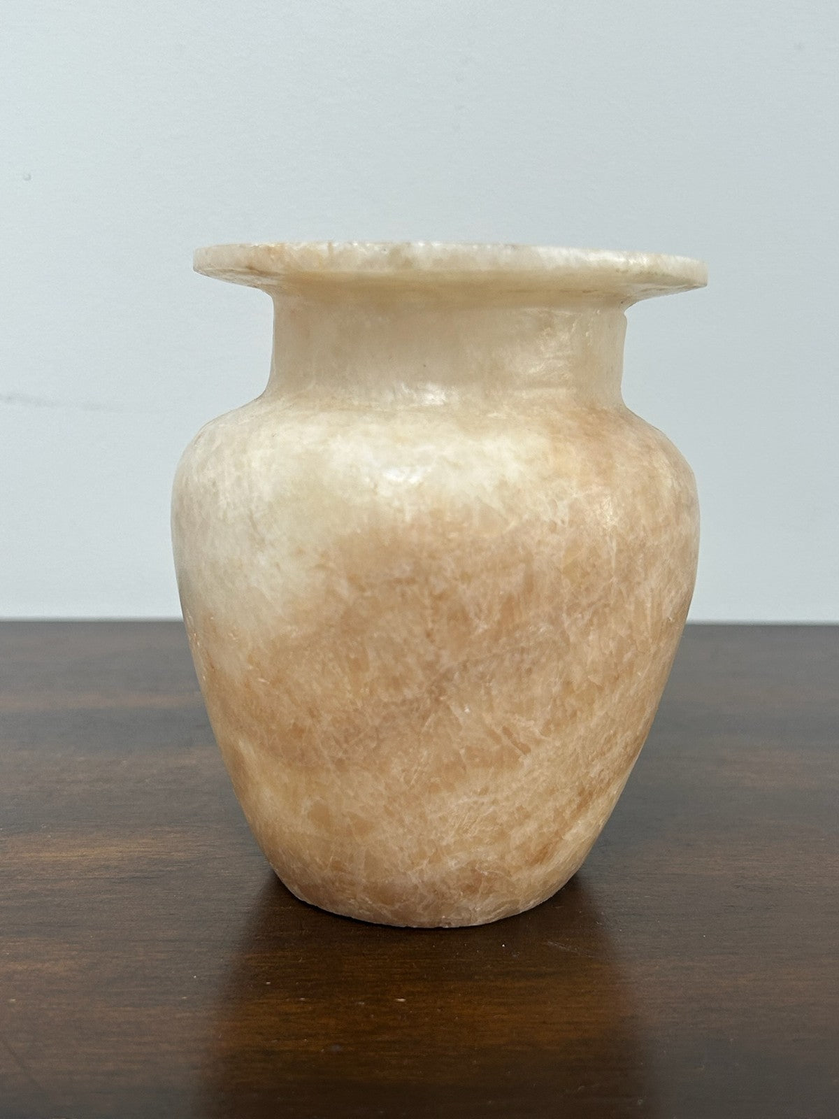 Egyptian Alabaster Hand Carved Small Vessel Urn Vase 11.5cm3