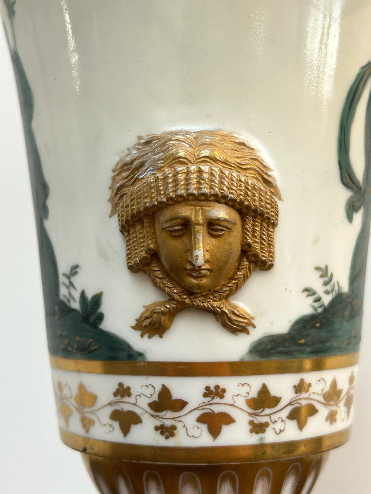 Dihl et Guerhard Paris Empire Porcelain Vase Camaieu Vert Classical Figures9