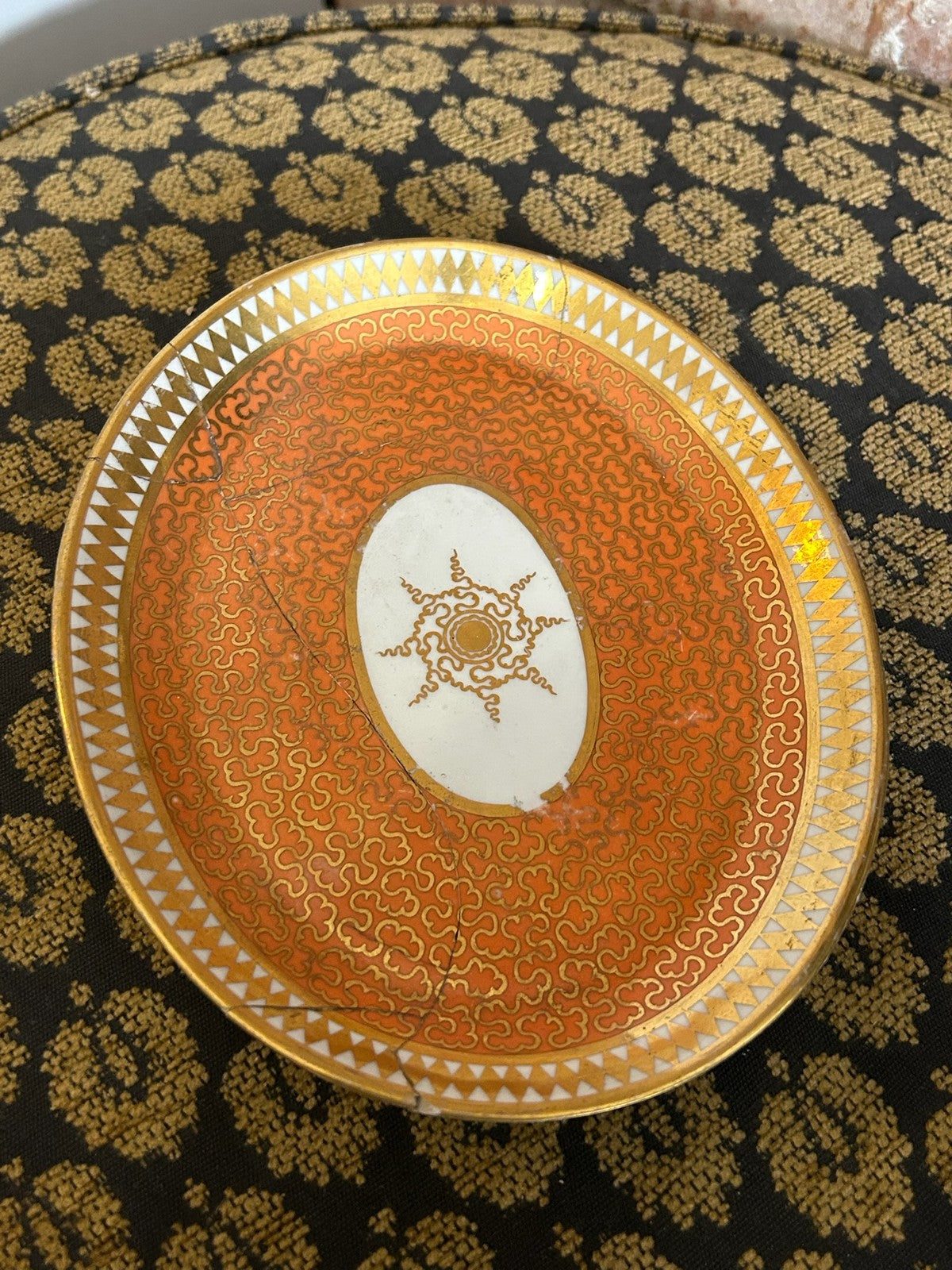 Early 19th Century English Porcelain Dishes Orange Ground Gilt Rim Antique4