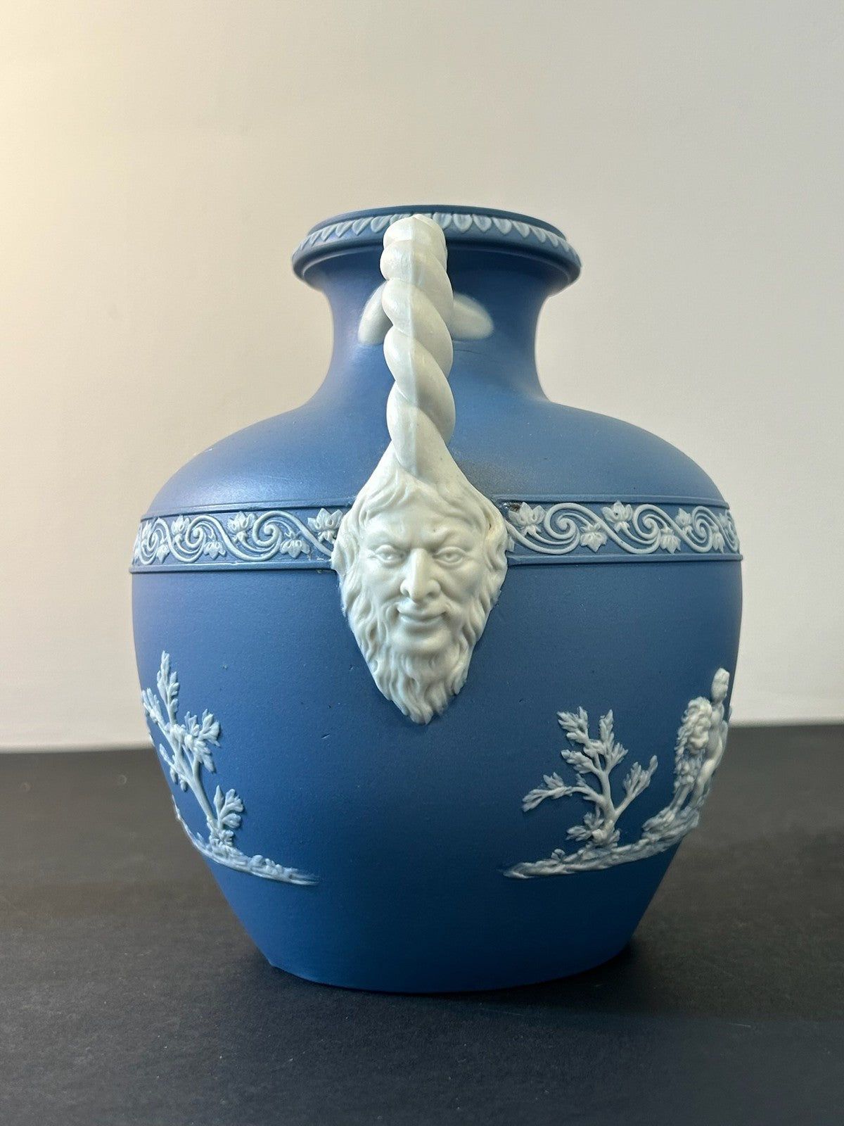 Pair Neale & Co Blue Jasper Vases 18th Century c1790 Rope Handles Mask Terminals2