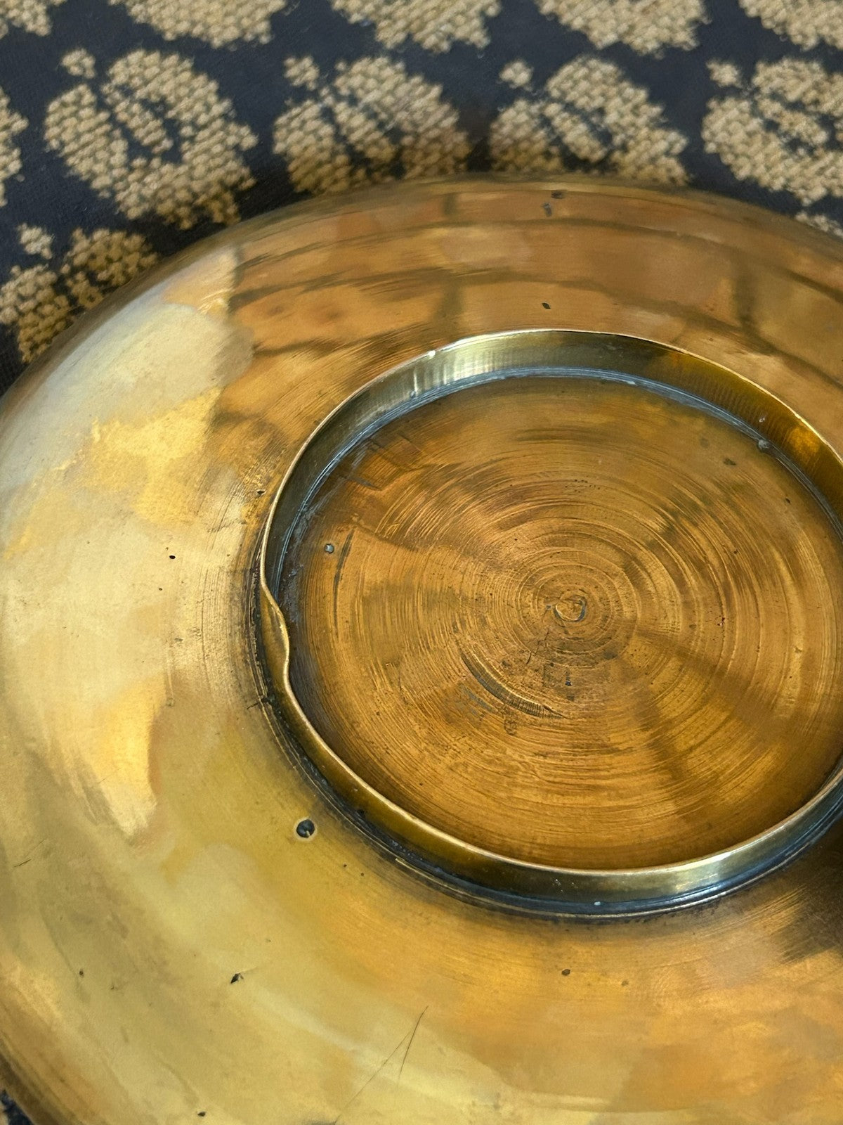 Japanese Brass Relief Dish Engraved Fan Panels Birds Flowers Plum Blossom13