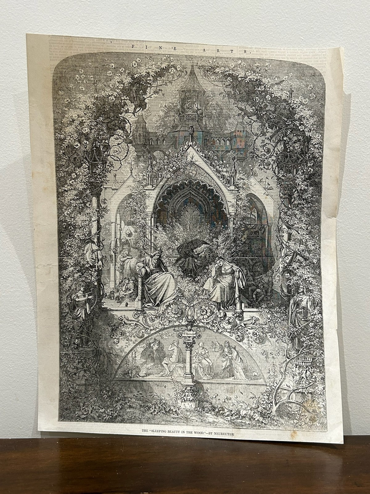Antique Victorian Wood Engraving Sleeping Beauty in the Wood by Neureuther0