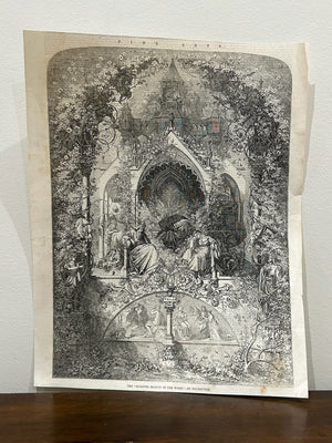 Antique Victorian Wood Engraving Sleeping Beauty in the Wood by Neureuther
