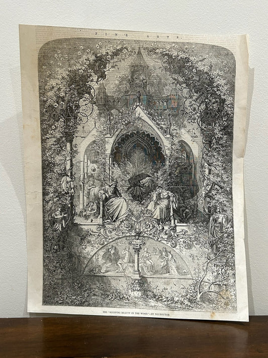 Antique Victorian Wood Engraving Sleeping Beauty in the Wood by Neureuther0