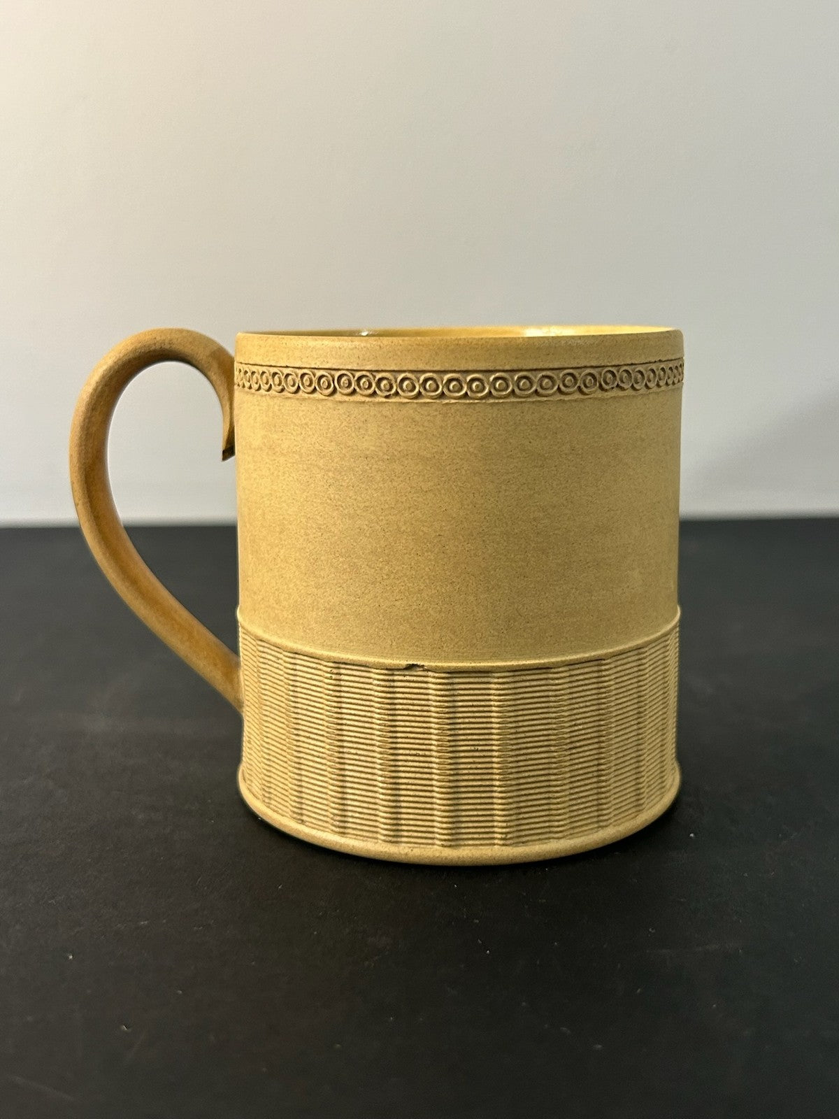 Antique English Caneware Cup c1800 1820 Engine Turned Basketweave 8cm0