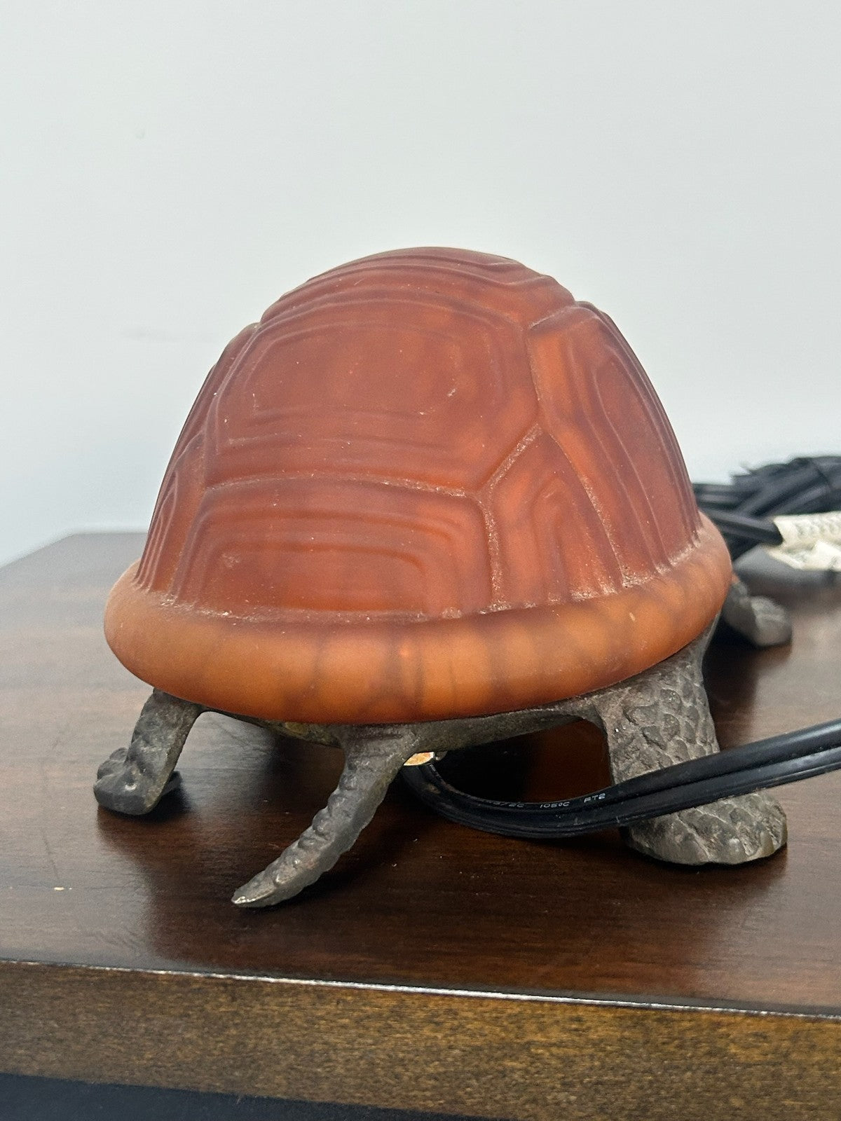 Novelty Tortoise Table Lamp Glass Shell Cast Base Untested 21cm5