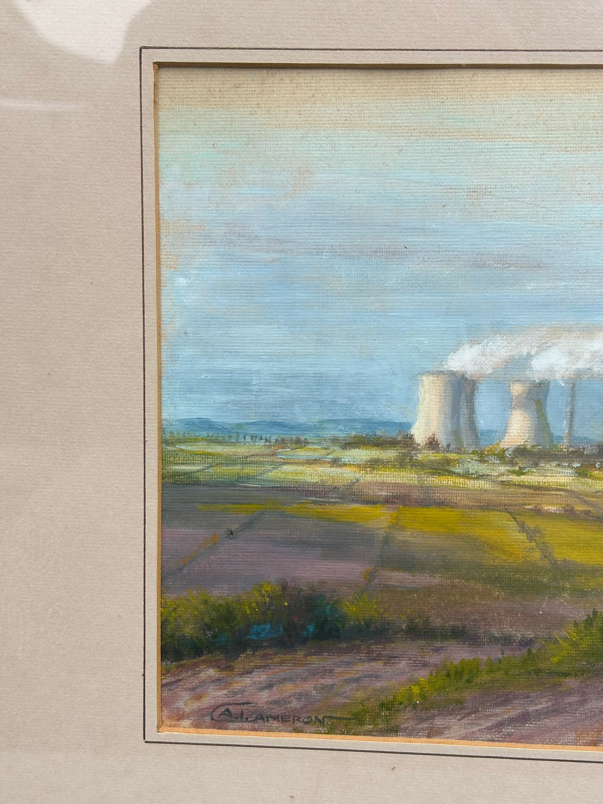 A.I. Cameron Oil Painting Power Plant Countryside Vintage Unusual Framed7