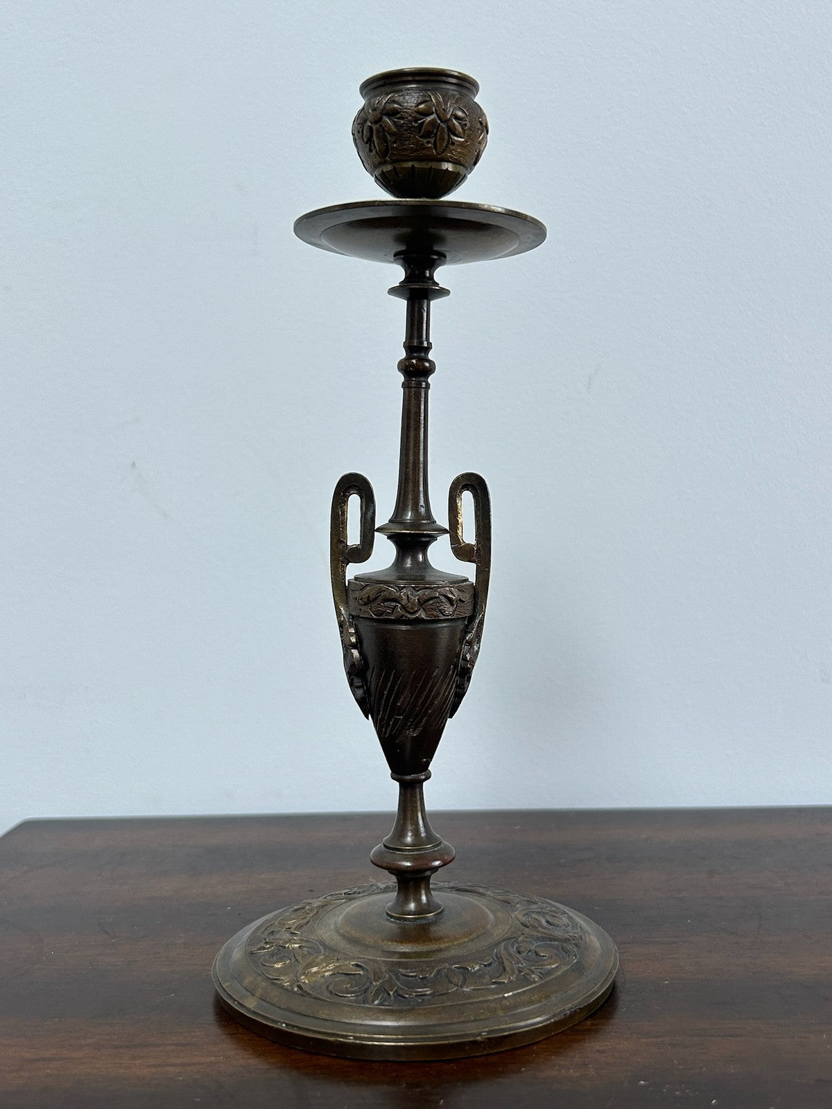 Pair Antique Bronze Neo Grec Candlesticks 19th Century0