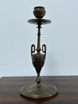 Pair Antique Bronze Neo Grec Candlesticks 19th Century