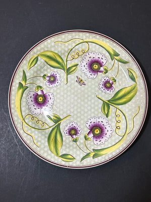 Antique Wedgwood Pearlware Yellow Ground Passion Flower Plate Impressed 21cm