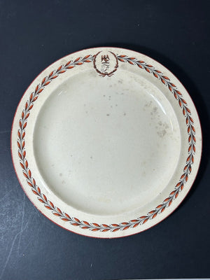Antique Wedgwood Queens Ware Crested Plate Eagle Laurel Mortlocks 1887 25cm A/F