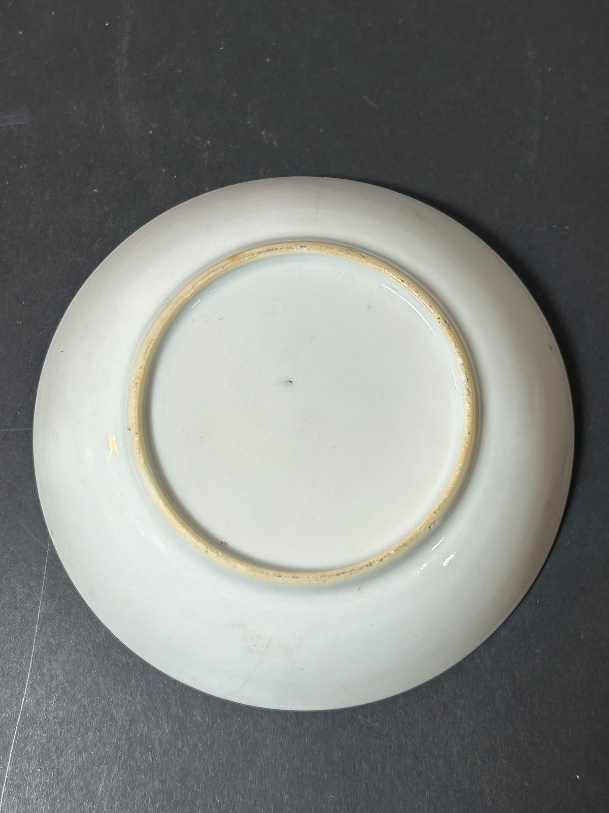 Antique Porcelain Saucer Green Border Puce Flower Sprigs 13cm A/F4